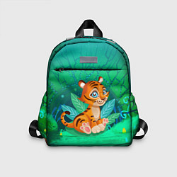 Детский рюкзак Тигр в большой кувшинке, цвет: 3D-принт