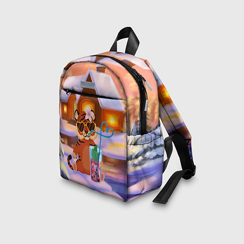 Детский рюкзак Тигрица на отдыхе с коктейлем / 3D-принт – фото 3