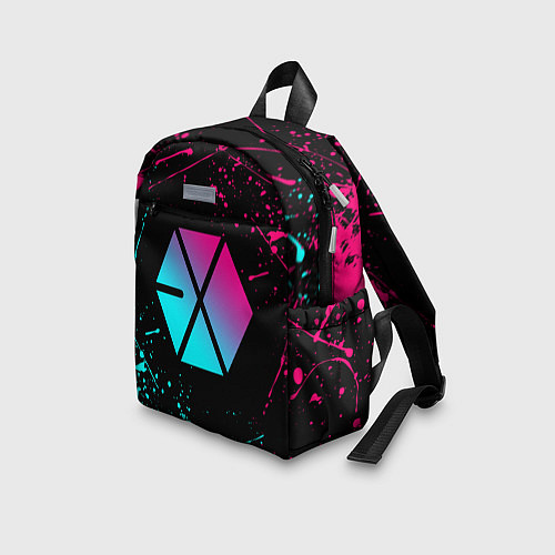 Детский рюкзак EXO BAND NEON LOGO НЕОНОВЫЕ БРЫЗГИ КРАСОК / 3D-принт – фото 3