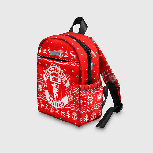 Детский рюкзак FC Manchester United: Новогодний узор / 3D-принт – фото 3
