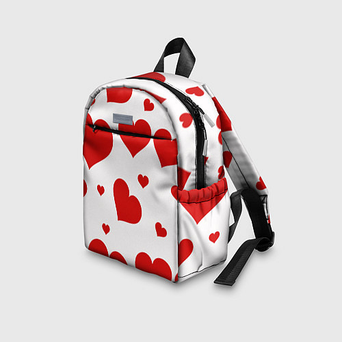Детский рюкзак Красные сердечки Heart / 3D-принт – фото 3