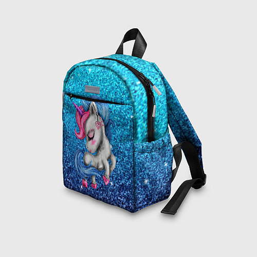 Детский рюкзак Единорог синие блестки / 3D-принт – фото 3