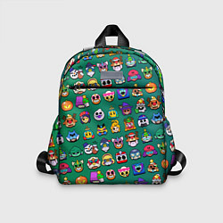 Детский рюкзак Значки на скины Бравл Старс Brawl Зеленый градиент, цвет: 3D-принт