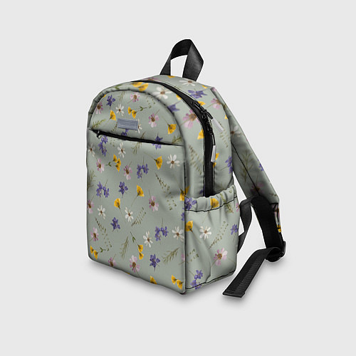 Детский рюкзак Простой цветочный принт на зеленом фоне / 3D-принт – фото 3