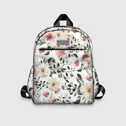 Детский рюкзак Цветы Акварельно-Белые, цвет: 3D-принт