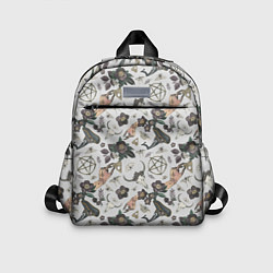 Детский рюкзак Пентаграмма, бабочка, череп, ведьма, темные цветы, цвет: 3D-принт