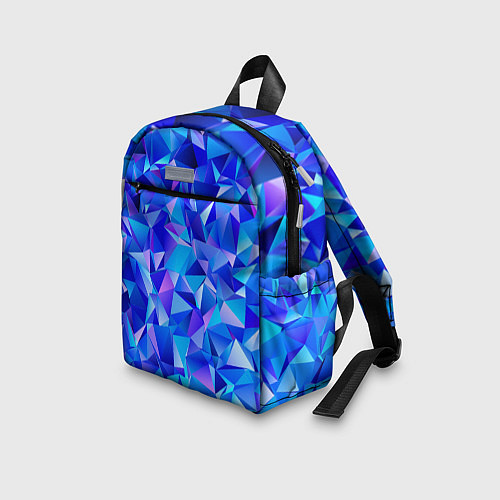Детский рюкзак СИНЕ-ГОЛУБЫЕ полигональные кристаллы / 3D-принт – фото 3