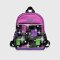 Детский рюкзак Розово-фиолетовый геометрические фигуры и полосы, цвет: 3D-принт