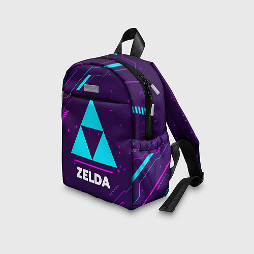 Детский рюкзак Символ Zelda в неоновых цветах на темном фоне / 3D-принт – фото 3