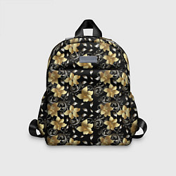 Детский рюкзак Золотые цветы на черном фоне