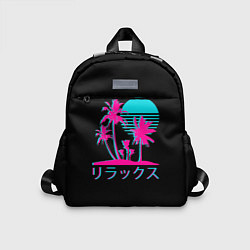 Детский рюкзак Неоновые пальмы Иероглифы Neon Palm Tree, цвет: 3D-принт