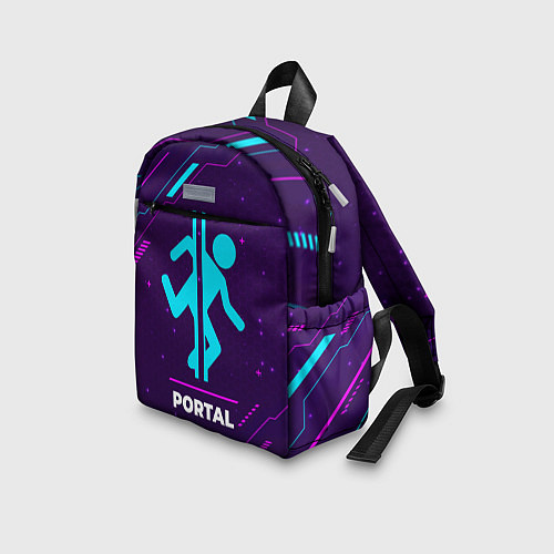 Детский рюкзак Символ Portal в неоновых цветах на темном фоне / 3D-принт – фото 3