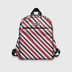 Детский рюкзак Красно-серый полосатый узор, цвет: 3D-принт