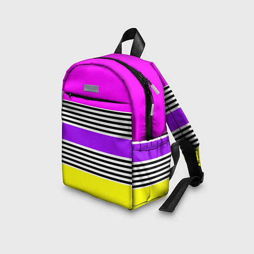 Детский рюкзак Яркие неоновые полосы в сочетании с черно-белыми п / 3D-принт – фото 3