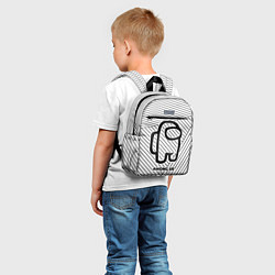 Детский рюкзак Символ Among Us на светлом фоне с полосами, цвет: 3D-принт — фото 2