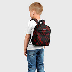Детский рюкзак НАНОКОСТЮМ Black and Red Hexagon Гексагоны, цвет: 3D-принт — фото 2