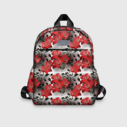 Детский рюкзак Красные абстрактные цветы, цвет: 3D-принт