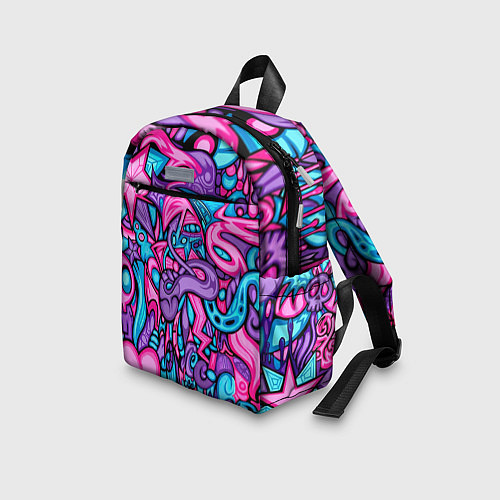 Детский рюкзак Яркая абстракция голубой и розовый фон / 3D-принт – фото 3