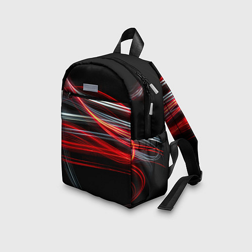 Детский рюкзак Волнообразные линии неона - Красный / 3D-принт – фото 3