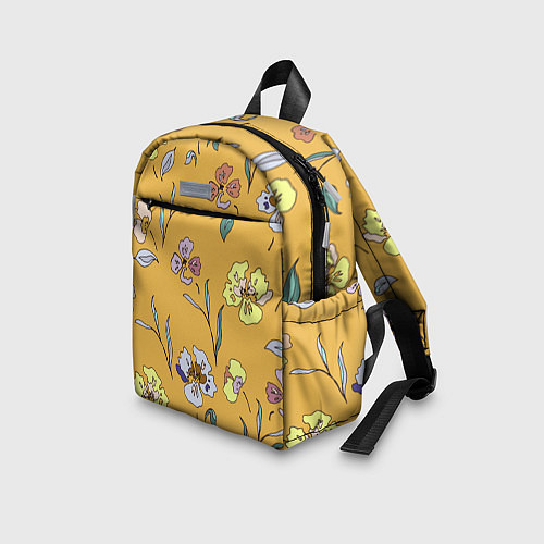 Детский рюкзак Цветы Нарисованные На Золотом Фоне / 3D-принт – фото 3