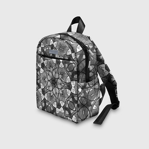 Детский рюкзак Черно-белый геометрический мозаичный узор / 3D-принт – фото 3