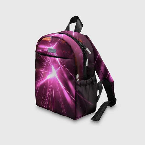 Детский рюкзак Неоновые лазеры во тьме - Розовый / 3D-принт – фото 3