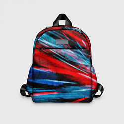 Детский рюкзак Неоновые прерывающиеся линии - Красный и голубой, цвет: 3D-принт