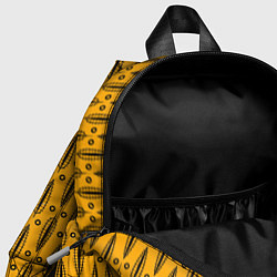 Детский рюкзак Черно-желтый современный узор Листья, цвет: 3D-принт — фото 2