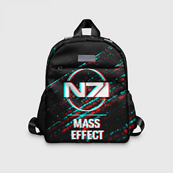 Детский рюкзак Mass Effect в стиле Glitch Баги Графики на темном, цвет: 3D-принт