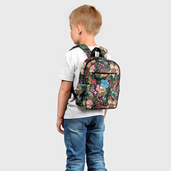 Детский рюкзак Паттерн из цветов, черепов и саламандр, цвет: 3D-принт — фото 2