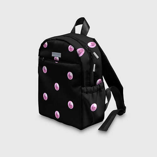 Детский рюкзак Розовые шары-бусинки на черном фоне / 3D-принт – фото 3