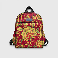 Детский рюкзак Хохломская Роспись Цветы На красном Фоне, цвет: 3D-принт