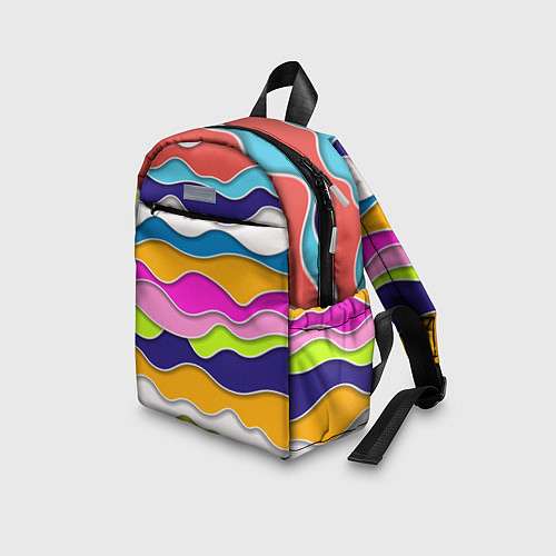 Детский рюкзак Разноцветные волны Летний паттерн / 3D-принт – фото 3