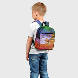 Детский рюкзак Неоновое множество линий в абстракции - Оранжевый, цвет: 3D-принт — фото 2