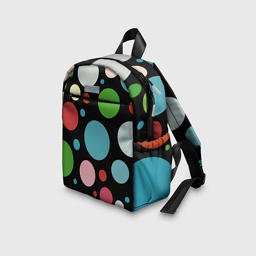 Детский рюкзак Разноцветные круги на чёрном фоне / 3D-принт – фото 3