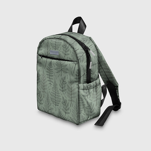 Детский рюкзак Листья папоротника на зеленом фоне Минимализм / 3D-принт – фото 3