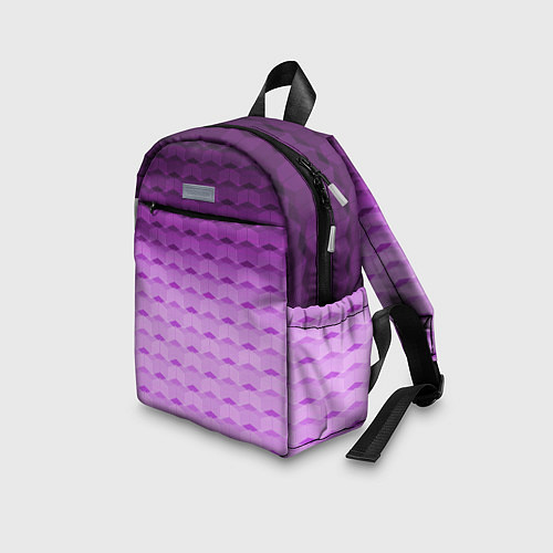 Детский рюкзак Фиолетово-розовый геометрический узор Градиент / 3D-принт – фото 3