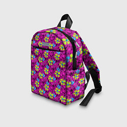 Детский рюкзак Цветочный узор на малиновом фоне, цвет: 3D-принт — фото 2
