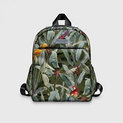 Детский рюкзак Попугаи и Цветы Зелёные Джунгли, цвет: 3D-принт