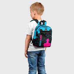Детский рюкзак Nissan - neon gradient: символ и надпись вертикаль, цвет: 3D-принт — фото 2