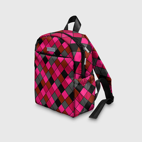 Детский рюкзак Розово-красный геометрический узор / 3D-принт – фото 3