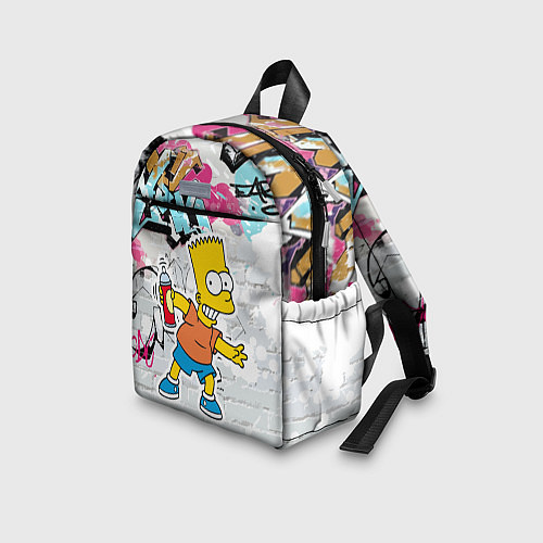 Детский рюкзак Барт Симпсон на фоне стены с граффити / 3D-принт – фото 3