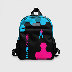 Детский рюкзак Counter Strike - neon gradient: символ и надпись в, цвет: 3D-принт