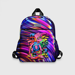 Детский рюкзак Скейтбордист Барт Симпсон на фоне разноцветных кля, цвет: 3D-принт