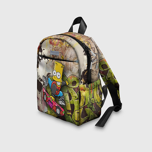 Детский рюкзак Скейтбордист Барт Симпсон на фоне граффити / 3D-принт – фото 3