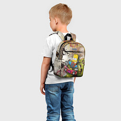 Детский рюкзак Скейтбордист Барт Симпсон на фоне граффити, цвет: 3D-принт — фото 2