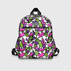 Детский рюкзак Абстрактный розово -оливковый узор, цвет: 3D-принт