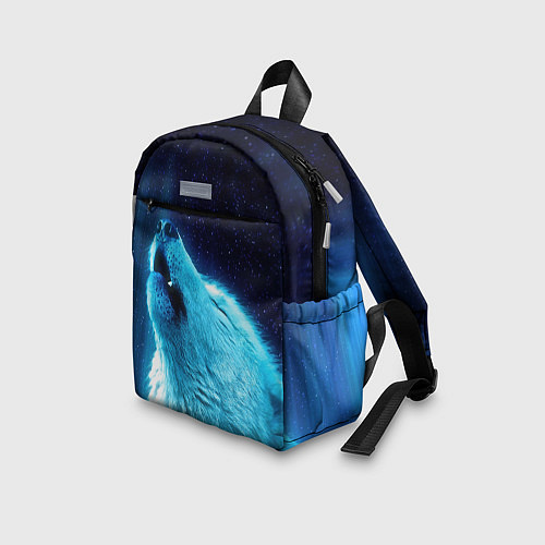 Детский рюкзак Волк воет ну зимнее ночное небо / 3D-принт – фото 3