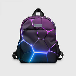 Детский рюкзак Фиолетовый градиент - неоновые геометрические плит, цвет: 3D-принт