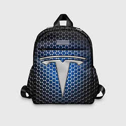 Детский рюкзак Tesla - металлический логотип на сетке, цвет: 3D-принт